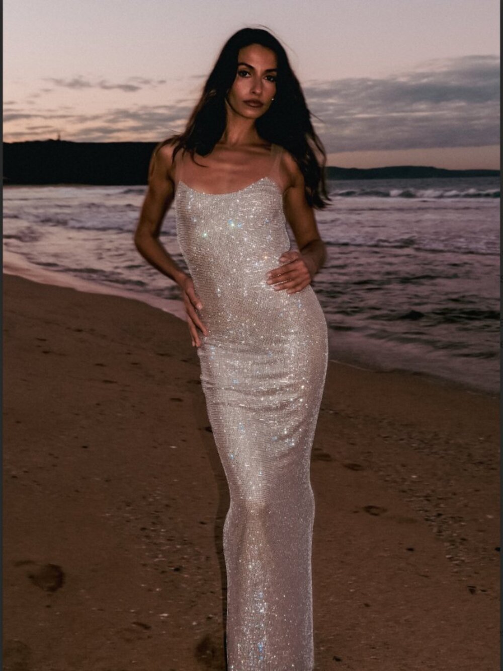 Jasmyn Hot Fix Maxi Dress With Mesh Back - Nude